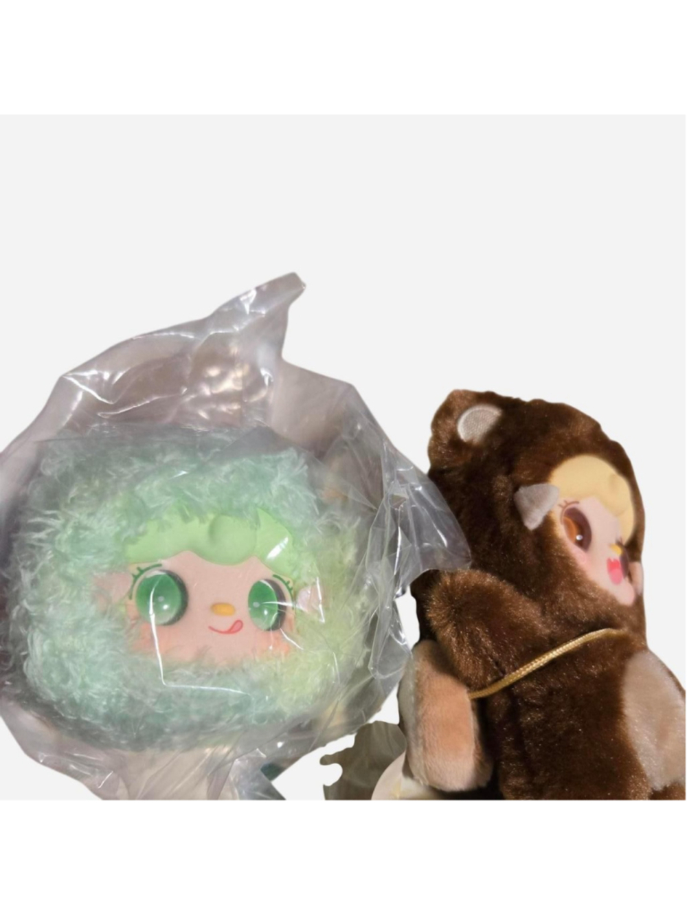 yookie secret - includes both green head and brown bear plushie with cookie face